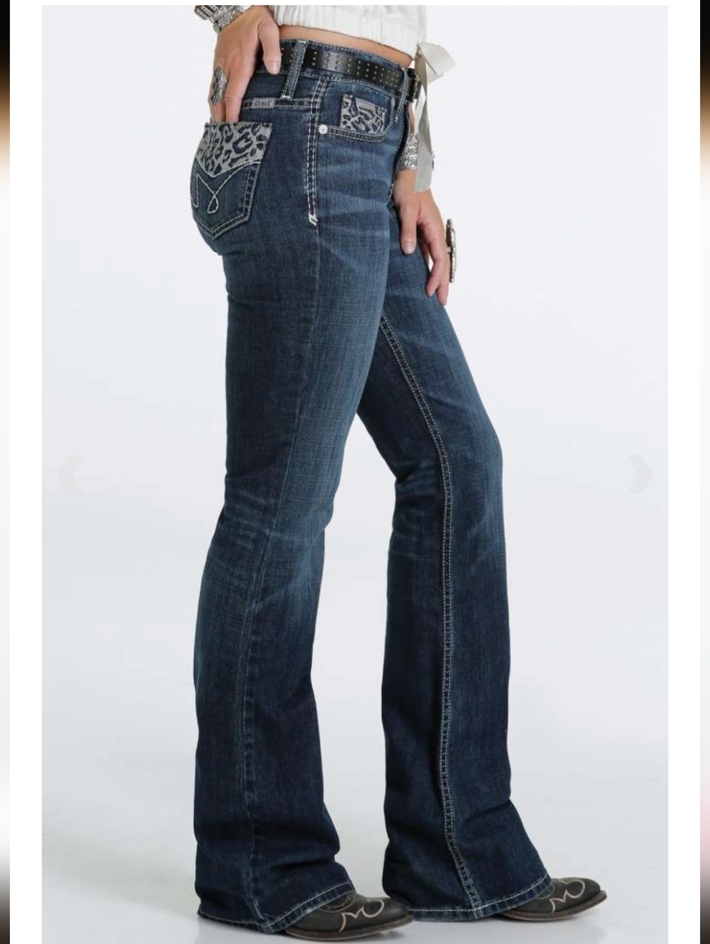 Cruel Denim Women's Dark Blue Boot Cut Jeans with Printed Pocket Accents_27